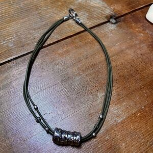 Silpada Sterling and Green Leather necklace N1481